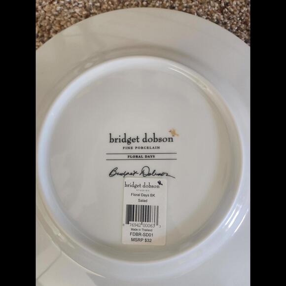 NEW Set of 4 Bridget Dobson Floral Days Salad Plates - Picture 2 of 3